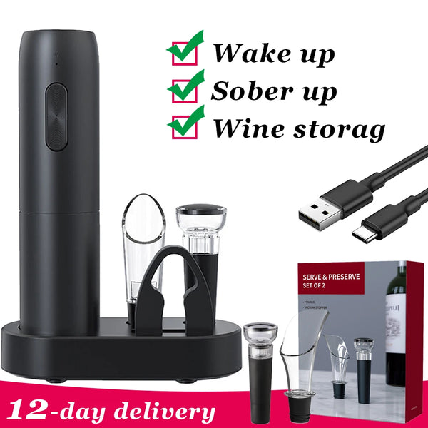 Automatic Wine Electric Bottle Opener Red Wine Corkscrew Alcohol Reservoir Wine Opener with Charging Base Kitchen Accessories